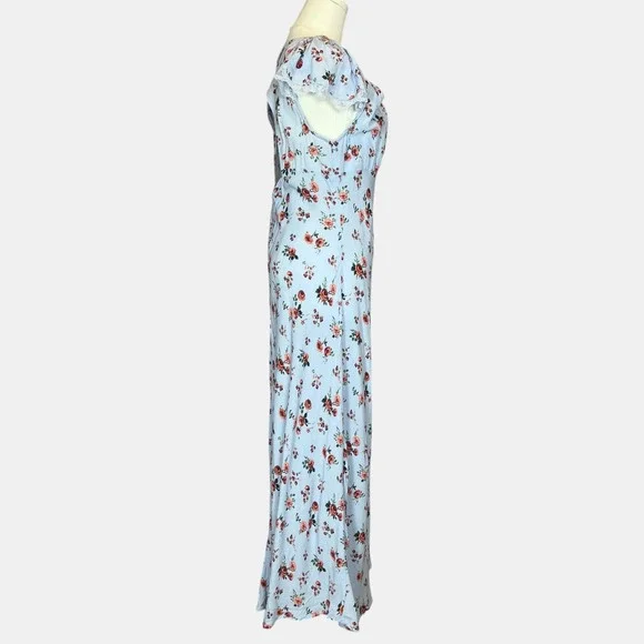 Wild Fable Women's Medium Blue Floral Dress Rayon Square Neck | Cottage - Picture 3 of 7